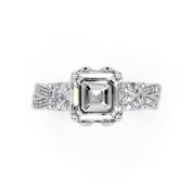 Asscher Cut Fancy Lab Grown Diamond Engagement Ring with Twisted Pave