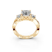 Asscher Cut Fancy Lab Grown Diamond Engagement Ring with Twisted Pave