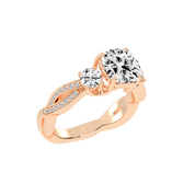 Cushion Cut Fancy Lab Grown Diamond Engagement Ring with Twisted Pave