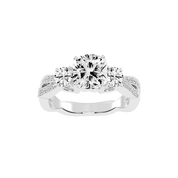 Cushion Cut Fancy Lab Grown Diamond Engagement Ring with Twisted Pave