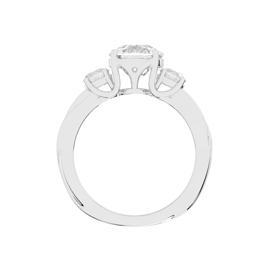 Cushion Cut Fancy Lab Grown Diamond Engagement Ring with Twisted Pave