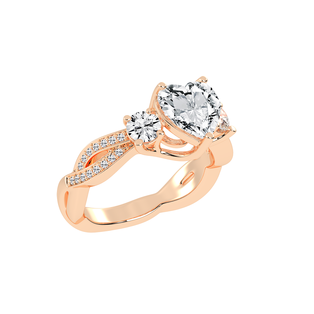 Heart Cut Fancy Lab Grown Diamond Engagement Ring with Twisted Pave