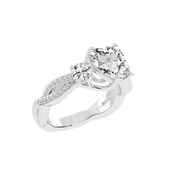 Heart Cut Fancy Lab Grown Diamond Engagement Ring with Twisted Pave