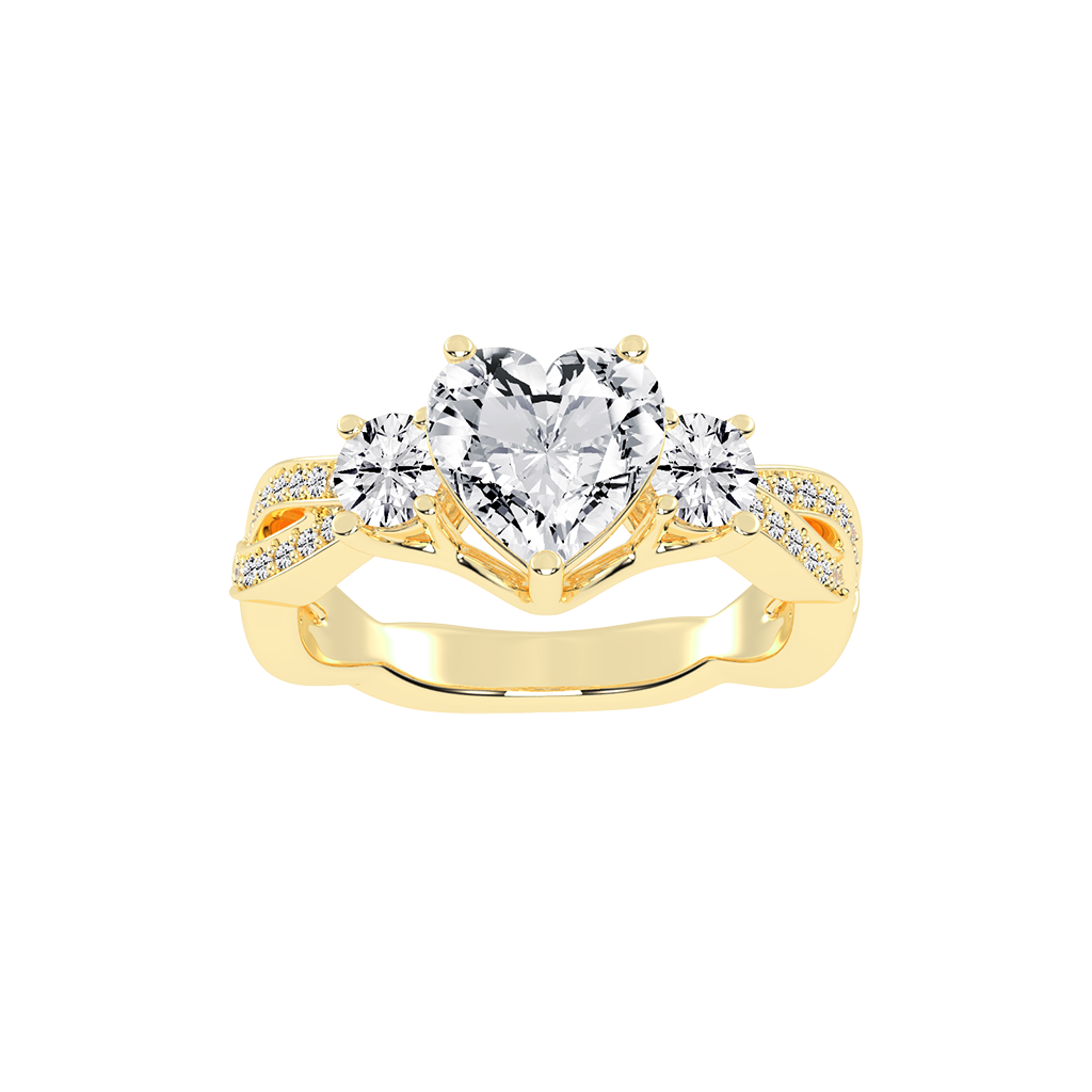 Heart Cut Fancy Lab Grown Diamond Engagement Ring with Twisted Pave