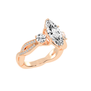 Marquise Cut Fancy Lab Grown Diamond Engagement Ring with Twisted Pave