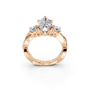 Marquise Cut Fancy Lab Grown Diamond Engagement Ring with Twisted Pave