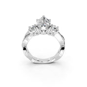 Marquise Cut Fancy Lab Grown Diamond Engagement Ring with Twisted Pave