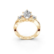 Marquise Cut Fancy Lab Grown Diamond Engagement Ring with Twisted Pave