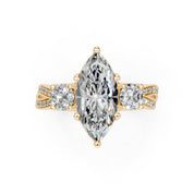 Marquise Cut Fancy Lab Grown Diamond Engagement Ring with Twisted Pave