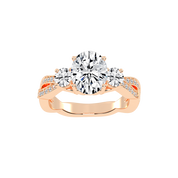 Oval cut Fancy Lab Grown Diamond Engagement Ring with Twisted Pave