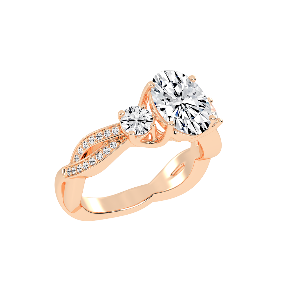 Oval cut Fancy Lab Grown Diamond Engagement Ring with Twisted Pave