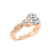 Oval cut Fancy Lab Grown Diamond Engagement Ring with Twisted Pave