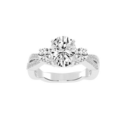 Oval cut Fancy Lab Grown Diamond Engagement Ring with Twisted Pave