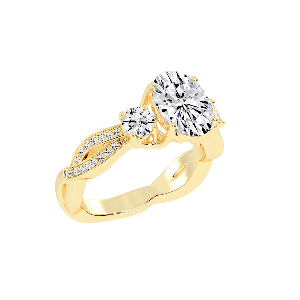 Oval cut Fancy Lab Grown Diamond Engagement Ring with Twisted Pave