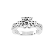 Princess Cut Fancy Lab Grown Diamond Engagement Ring with Twisted Pave