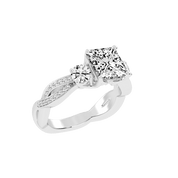 Princess Cut Fancy Lab Grown Diamond Engagement Ring with Twisted Pave