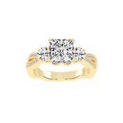 Princess Cut Fancy Lab Grown Diamond Engagement Ring with Twisted Pave