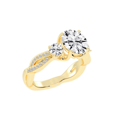 Round Cut Fancy Lab Grown Diamond Engagement Ring with Twisted Pave