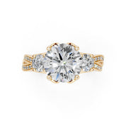 Round Cut Fancy Lab Grown Diamond Engagement Ring with Twisted Pave