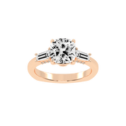 Cushion Cut Baguette Accent Lab Grown Diamond Engagement Ring