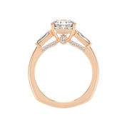 Cushion Cut Baguette Accent Lab Grown Diamond Engagement Ring