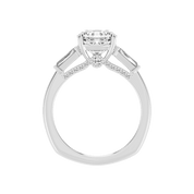 Cushion Cut Baguette Accent Lab Grown Diamond Engagement Ring