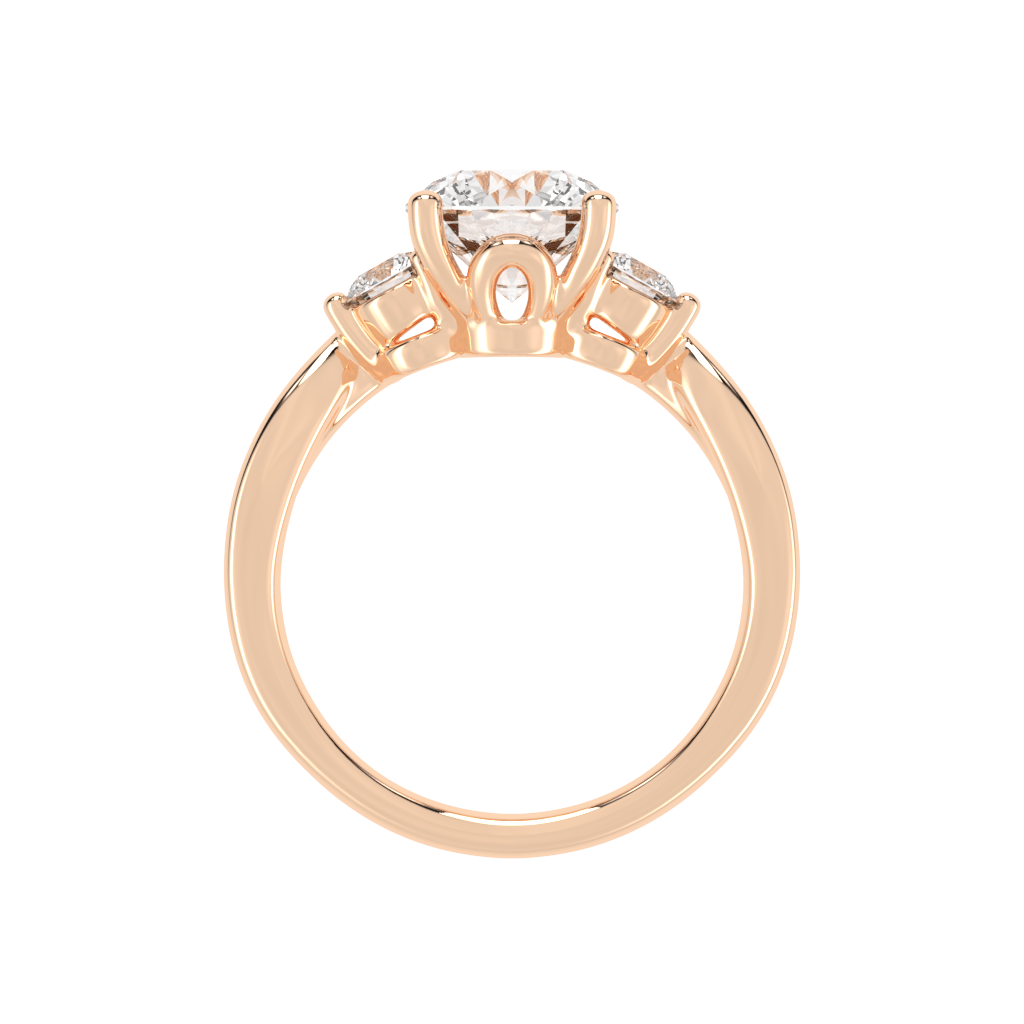 Round Cut Three Stone Lab Grown Diamond Engagement Ring with Round Cut Center Stone