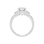 Round Cut Three Stone Lab Grown Diamond Engagement Ring with Round Cut Center Stone