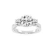 Round Cut Three Stone Lab Grown Diamond Engagement Ring