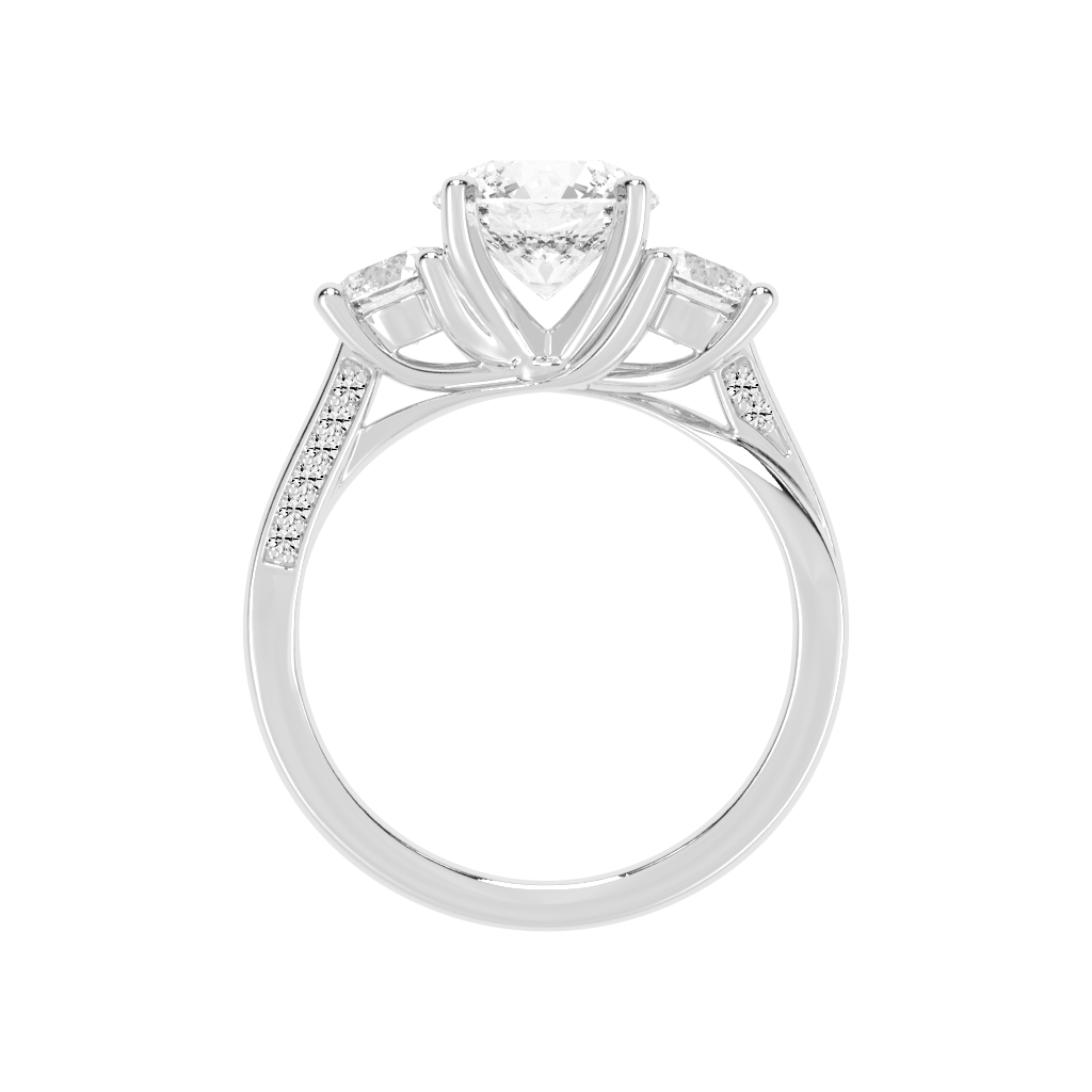 Round Cut Three Stone Lab Grown Diamond Engagement Ring