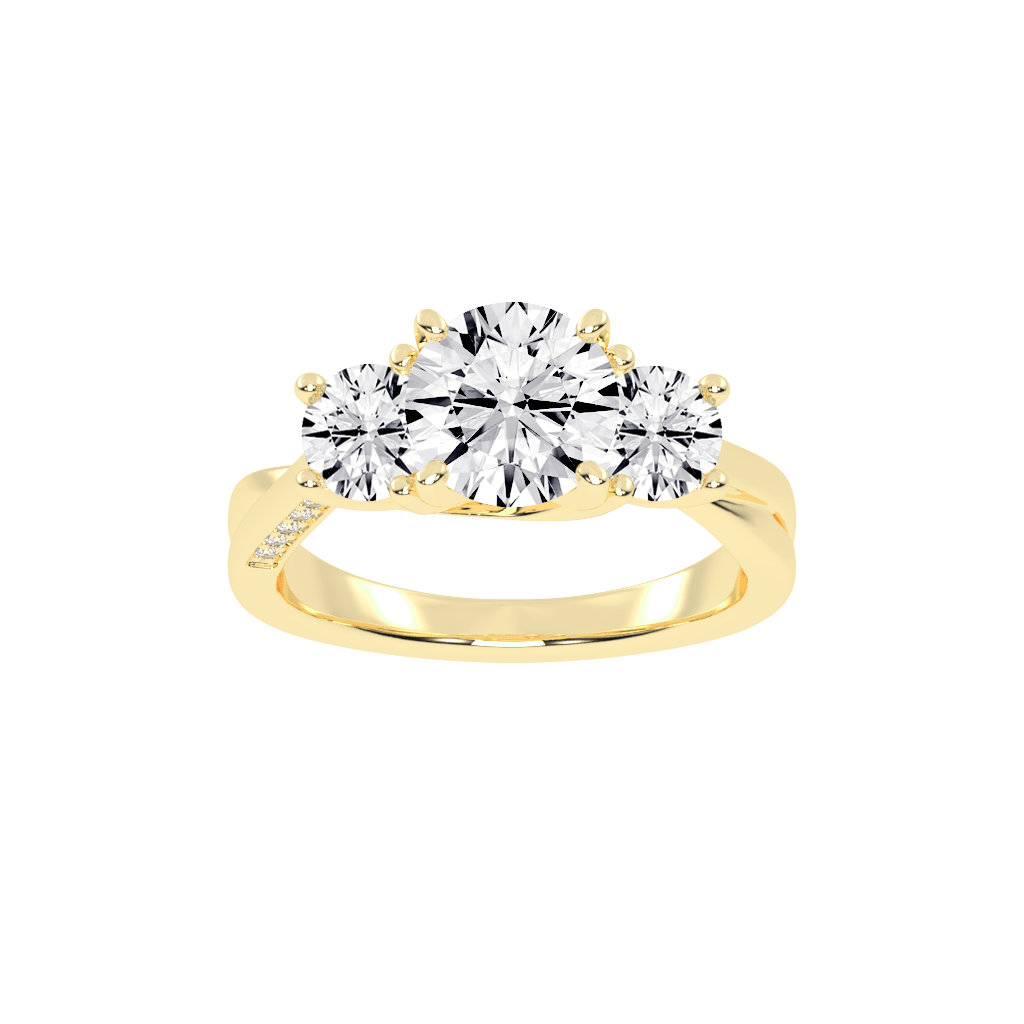 Round Cut Three Stone Lab Grown Diamond Engagement Ring