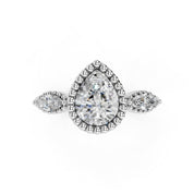 Three Stone Lab Grown Diamond Engagement Ring with Pear Cut Center Stone and Marquise Side Stones