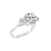 Three Stone Lab Grown Diamond Engagement Ring with Round Cut Center Stone