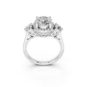 Three Stone Lab Grown Diamond Engagement Ring with Round Cut Center Stone