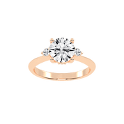 Three Stone Lab Grown Diamond Engagement Ring with Round Cut Center Stone