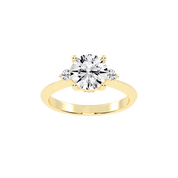 Three Stone Lab Grown Diamond Engagement Ring with Round Cut Center Stone