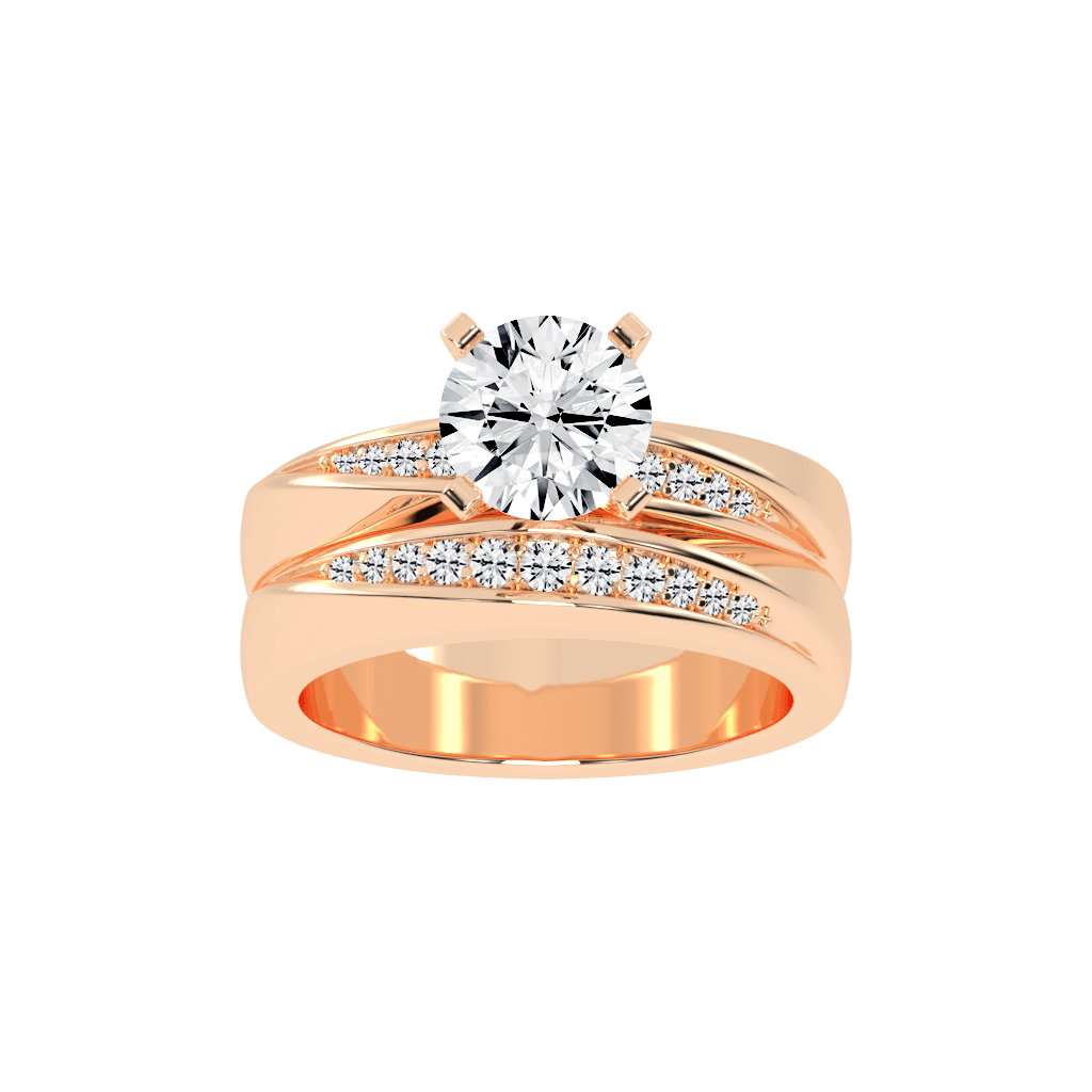 Round Cut Double Row Lab Grown Diamond Engagement Ring