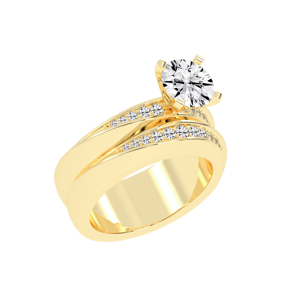 Round Cut Double Row Lab Grown Diamond Engagement Ring