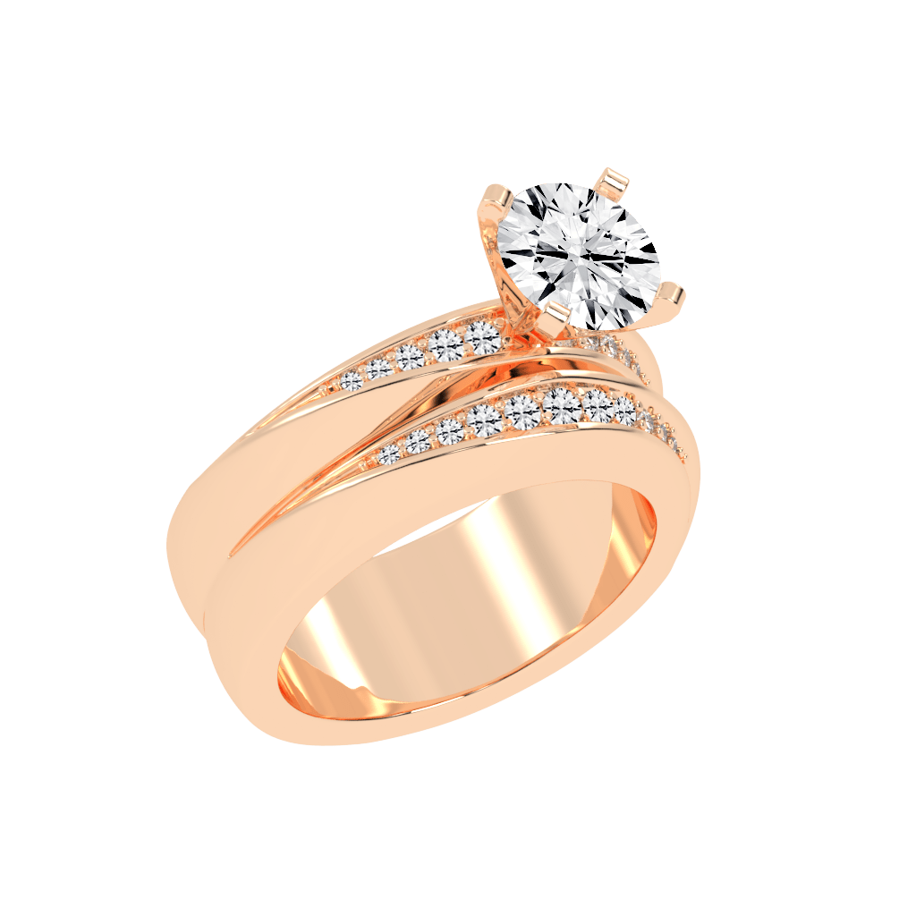 Round Cut Double Row Lab Grown Diamond Engagement Ring