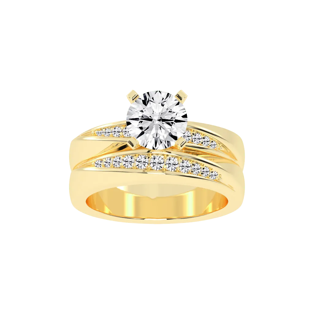 Round Cut Double Row Lab Grown Diamond Engagement Ring