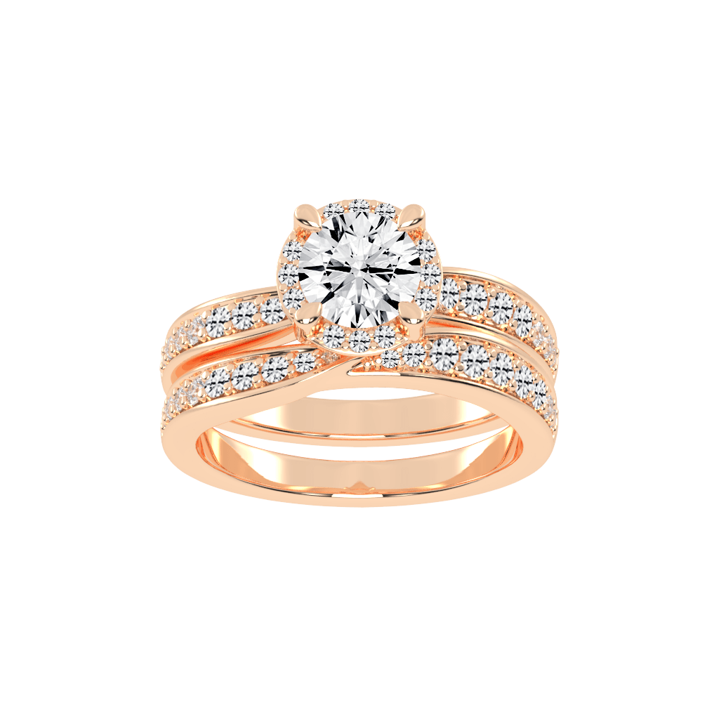 Round Cut Double Row Lab Grown Diamond Engagement Ring