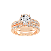 Round Cut Double Row Lab Grown Diamond Engagement Ring