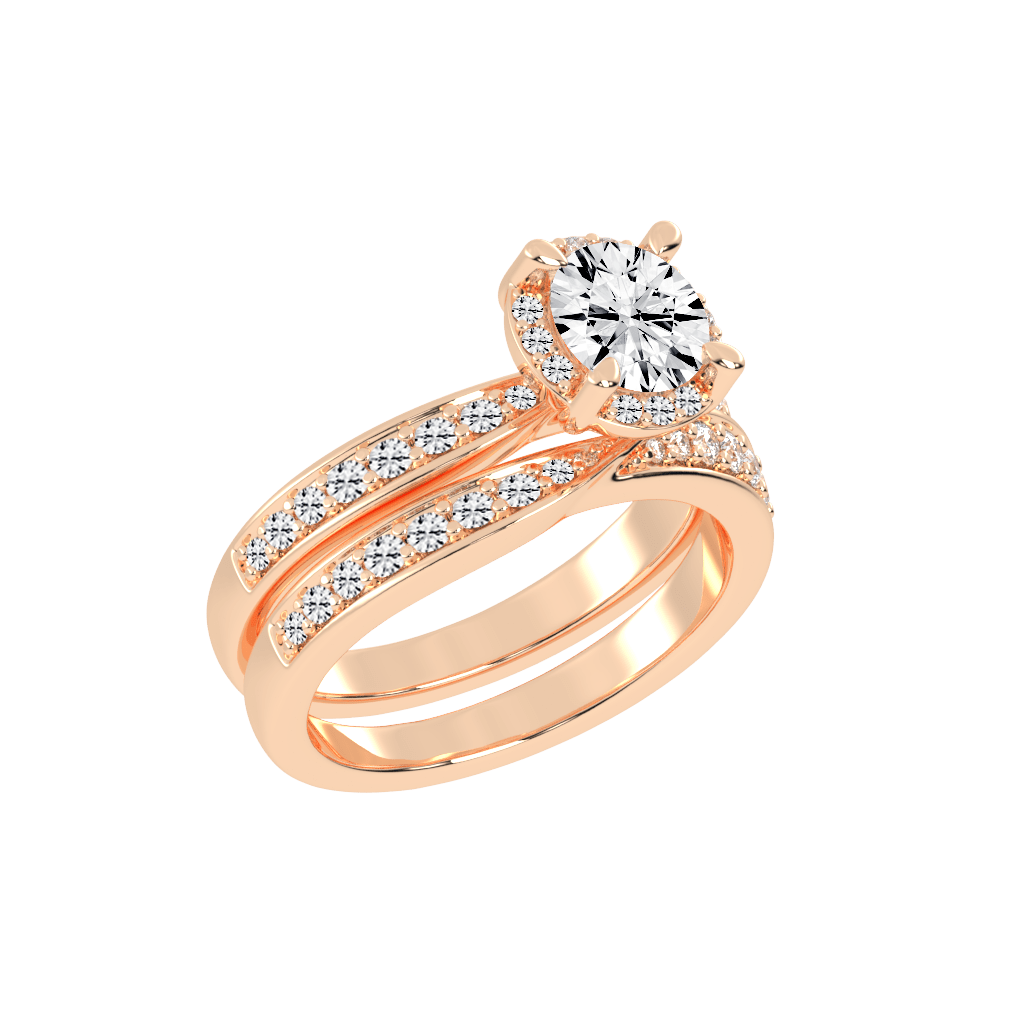 Round Cut Double Row Lab Grown Diamond Engagement Ring