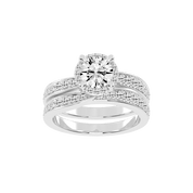 Round Cut Double Row Lab Grown Diamond Engagement Ring