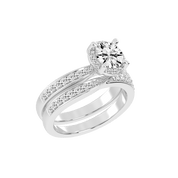 Round Cut Double Row Lab Grown Diamond Engagement Ring