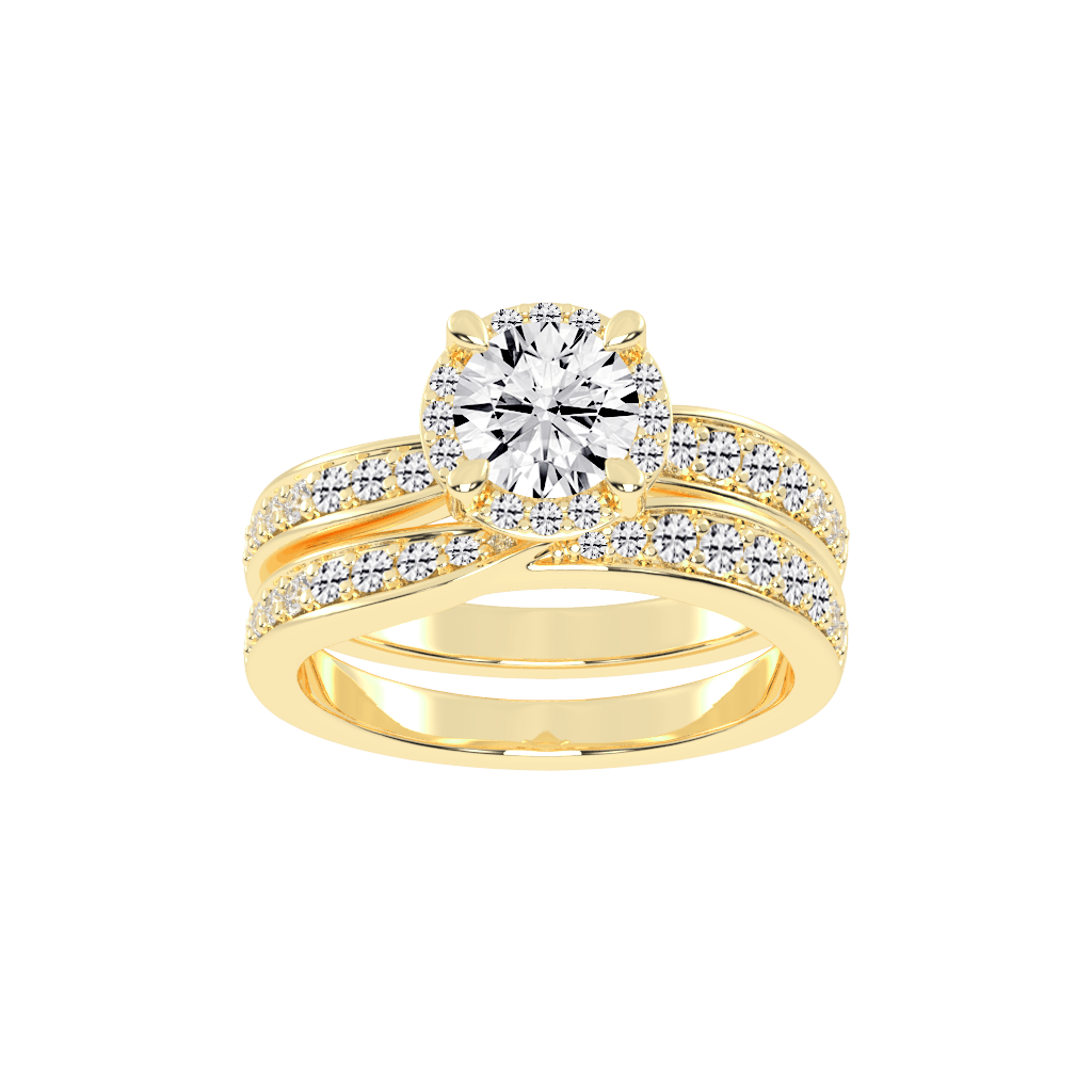 Round Cut Double Row Lab Grown Diamond Engagement Ring