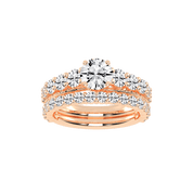 Round Cut Double Row Lab Grown Diamond Engagement Ring