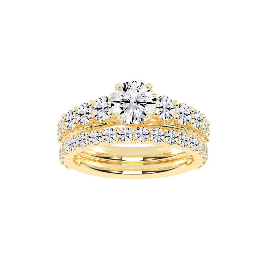 Round Cut Double Row Lab Grown Diamond Engagement Ring