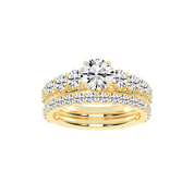 Round Cut Double Row Lab Grown Diamond Engagement Ring