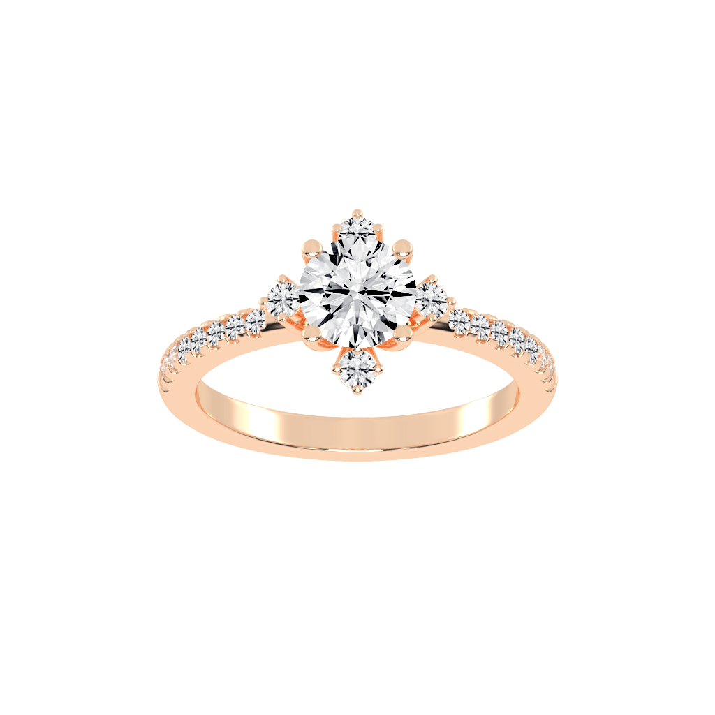 Pave Lab Grown Diamond Engagement Ring with Round Cut Center Stone